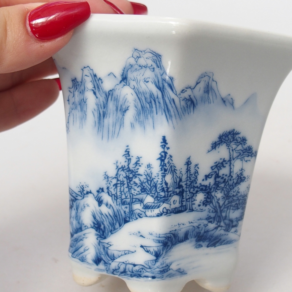 Cuenco bonsái de cerámica 10 x 9 x 9 cm, color blanco