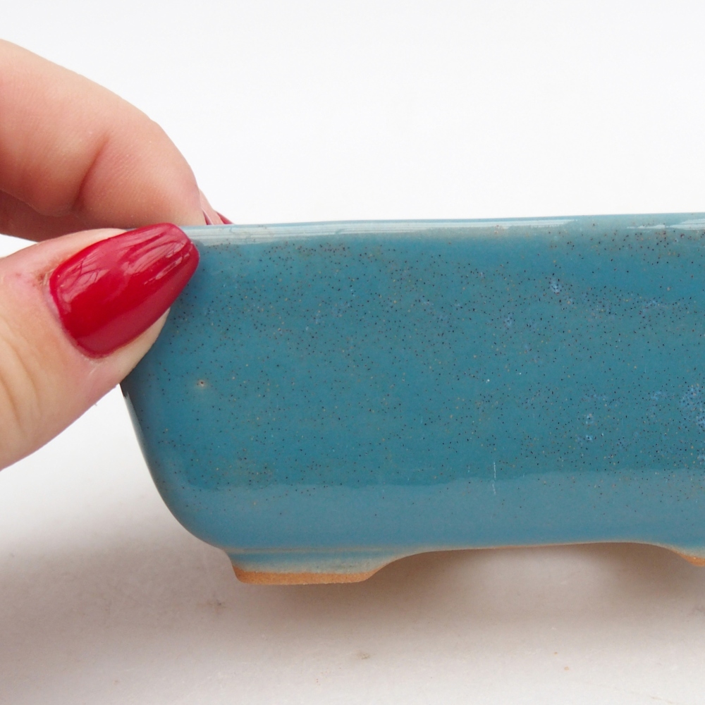 Cuenco bonsái de cerámica 10,5 x 7,5 x 4,5 cm, color azul