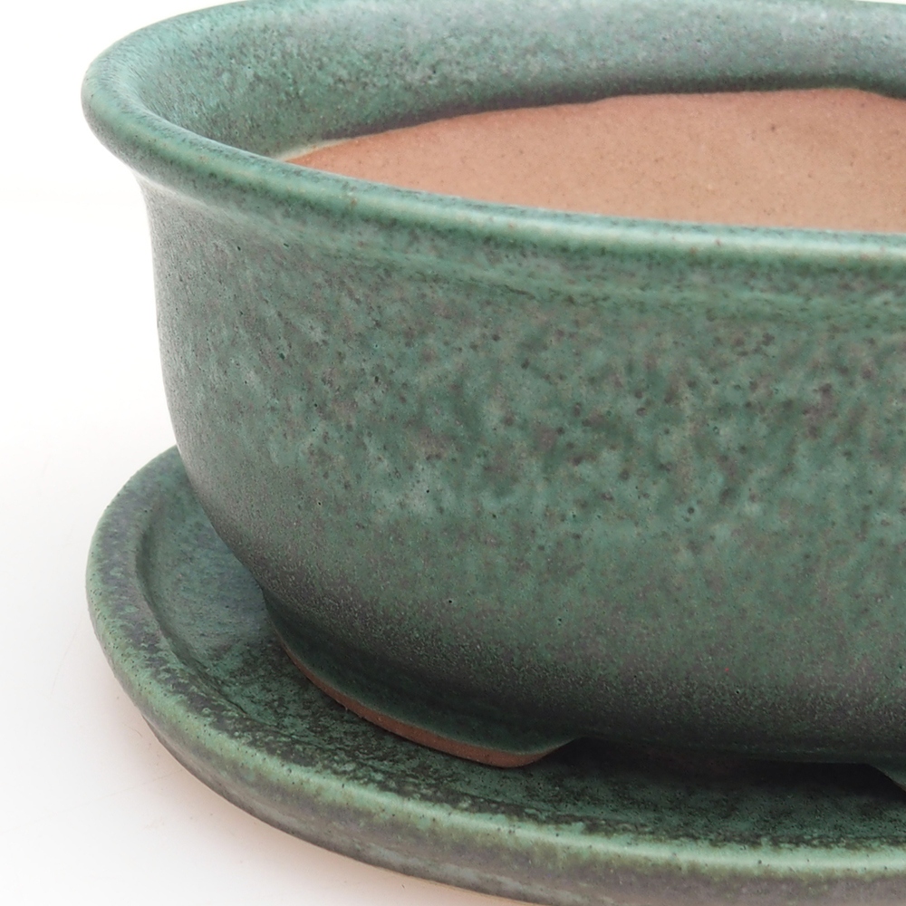 Cuenco bonsái + platillo H11 - 11,5 x 10 x 4 cm - verde