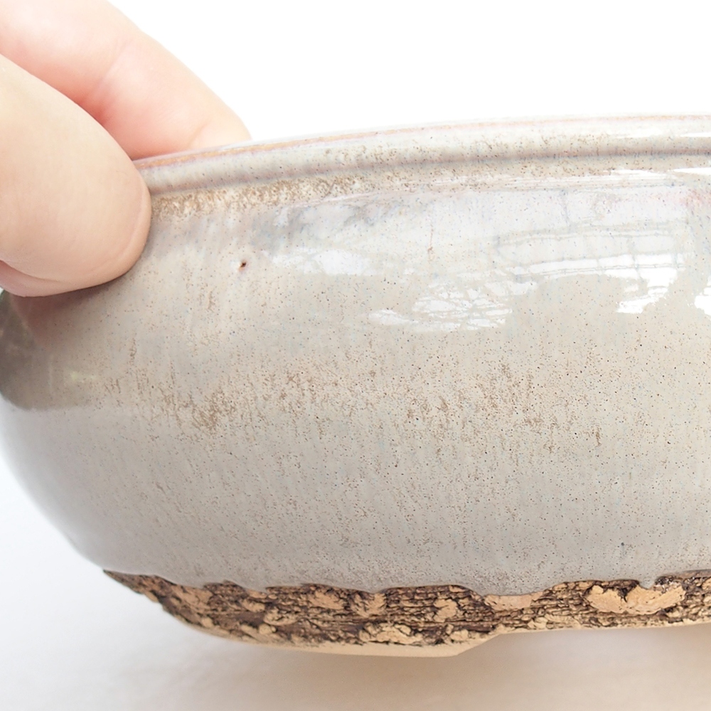 Cuenco bonsái de cerámica 20,5 x 20,5 x 7 cm, gris