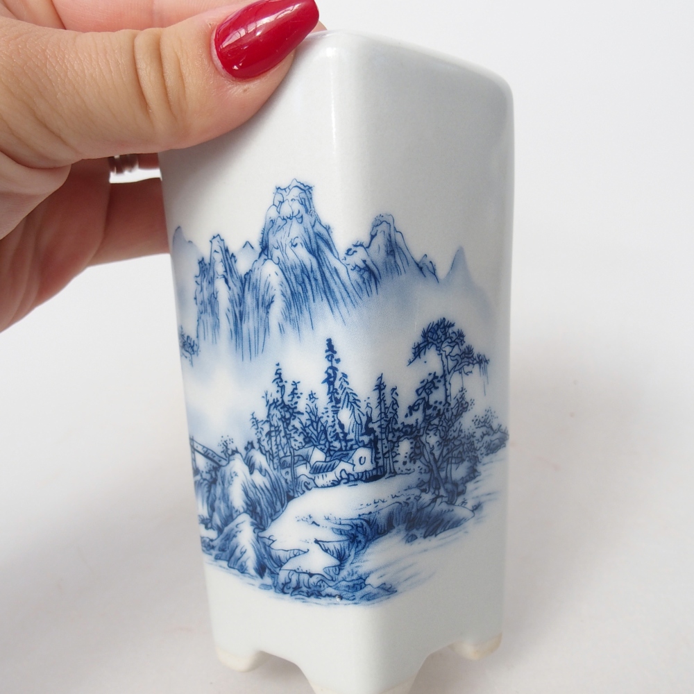 Cuenco bonsái de cerámica 5,5 x 5,5 x 12 cm, color blanco