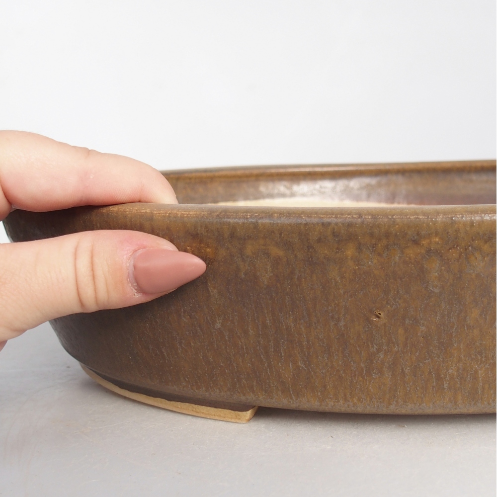 Cuenco bonsái de cerámica 31,5 x 27,5 x 6,5 cm, marrón