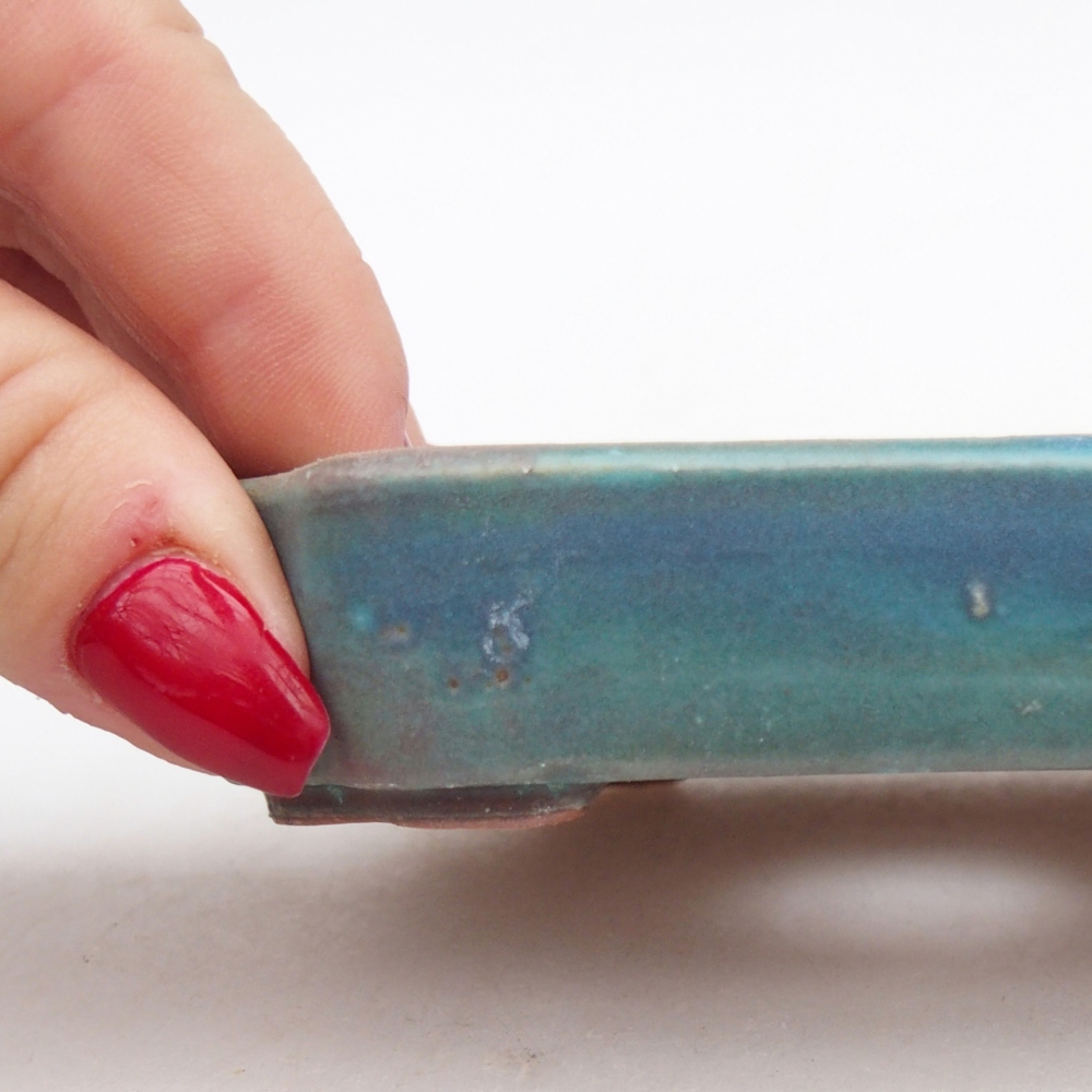 Cuenco bonsái de cerámica 10 x 8,5 x 2 cm, color azul