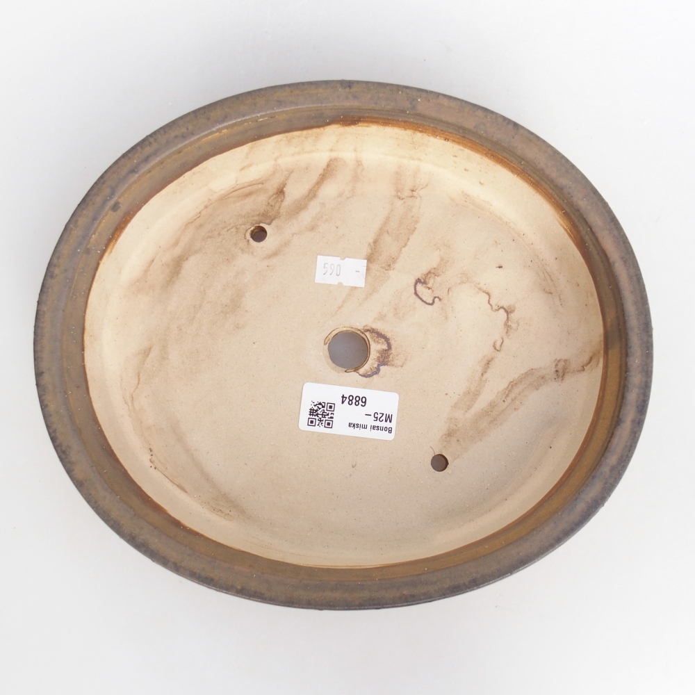 Cuenco bonsái de cerámica 24 x 20,5 x 5 cm, marrón