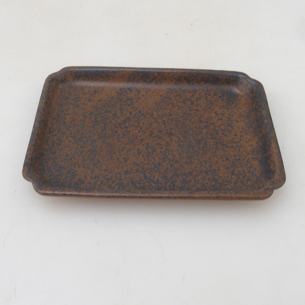 Bandeja rectangular para bonsáis D5-S - 11,5 x 8,5 x 1 cm - marrón