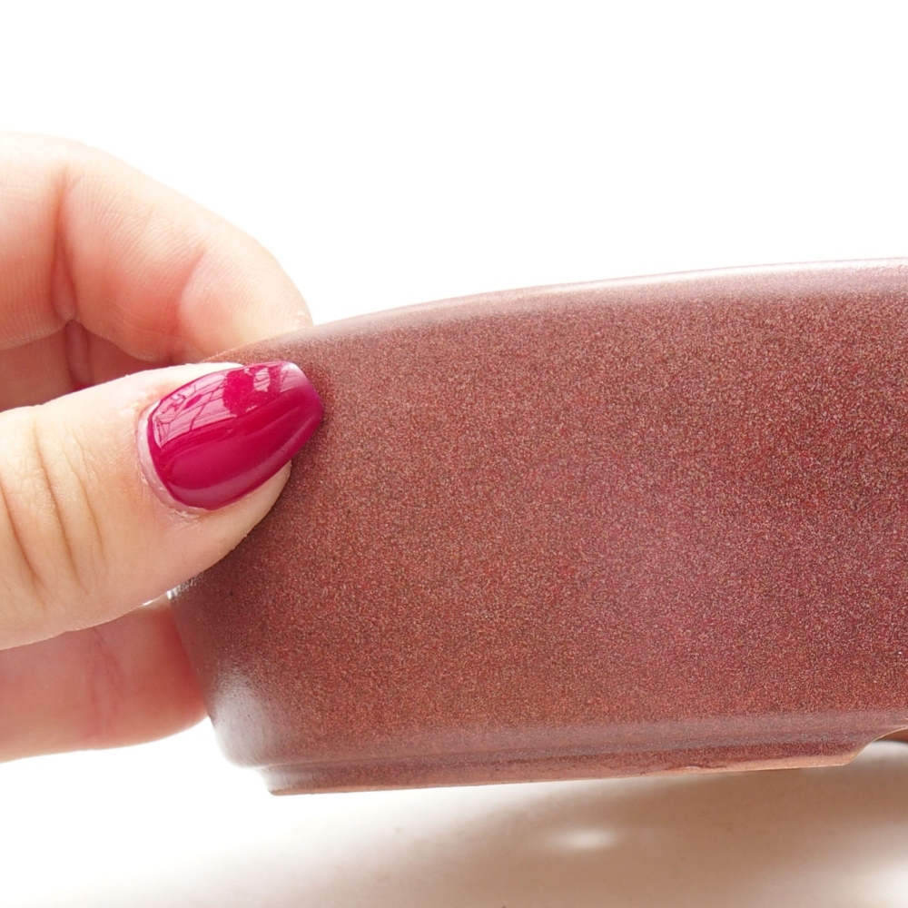 Cuenco bonsái de cerámica 16 x 11,5 x 4 cm, color burdeos