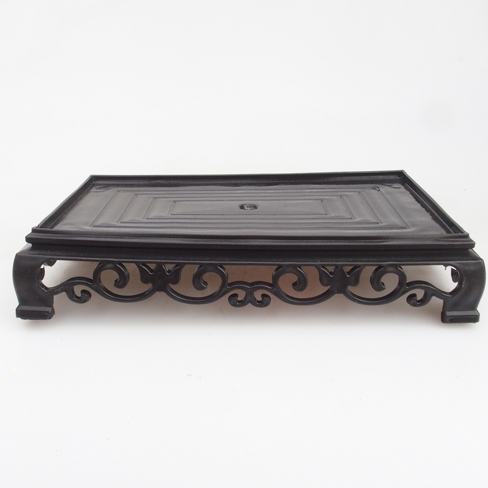 Mesa para bonsái rectángulo de plástico 18 x 12 x 3,5 cm, negro