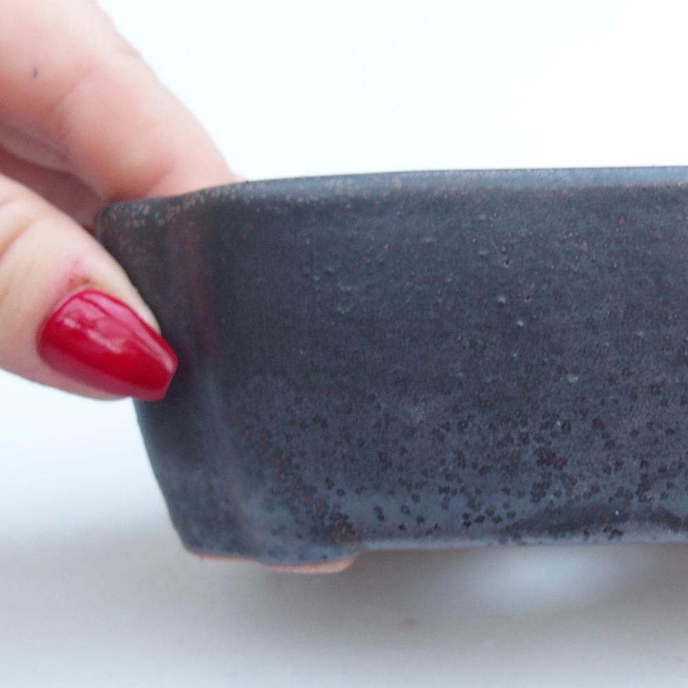 Cuenco bonsái de cerámica 12,5 x 9,5 x 4,5 cm, gris