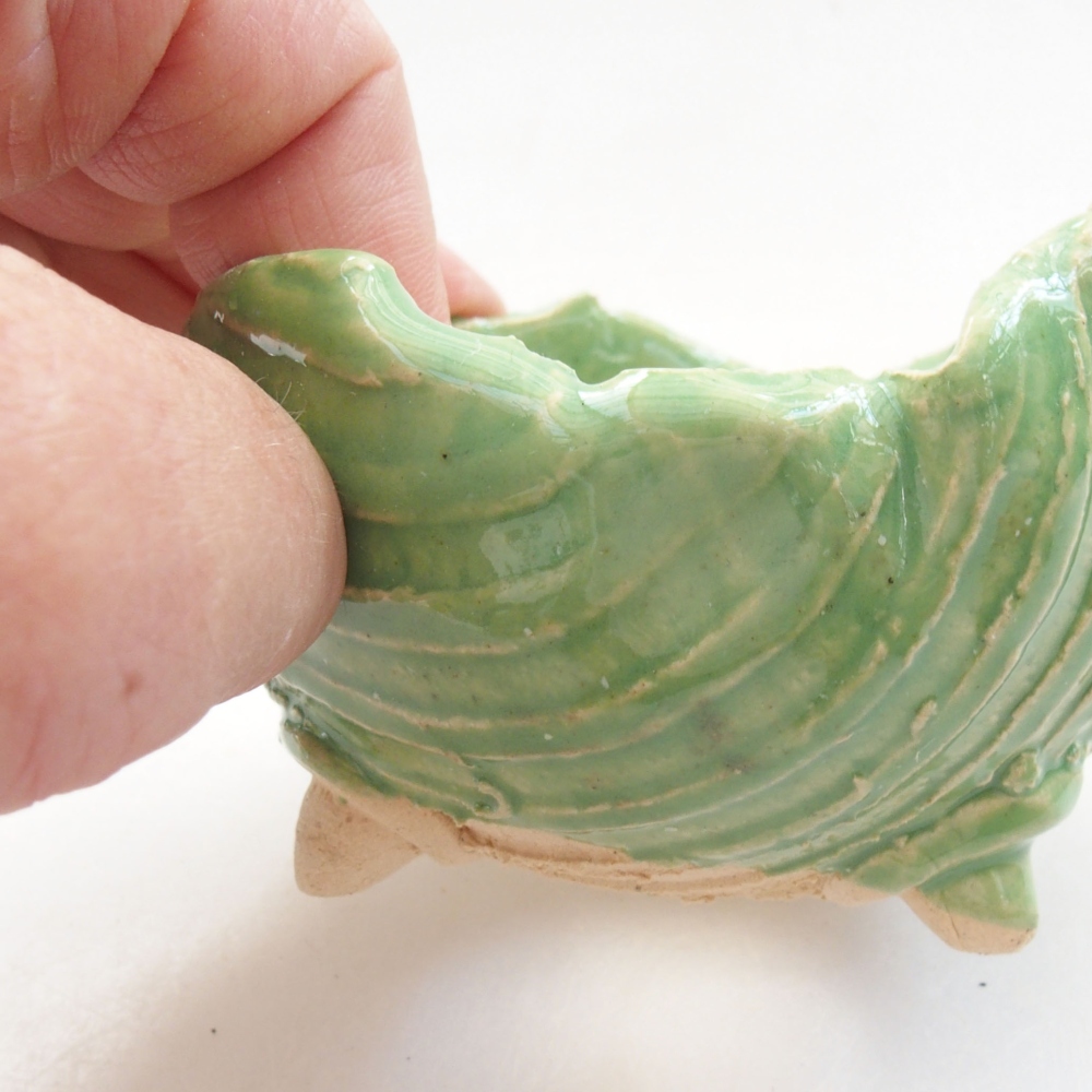 Concha de cerámica 7 x 7 x 5,5 cm , color verde