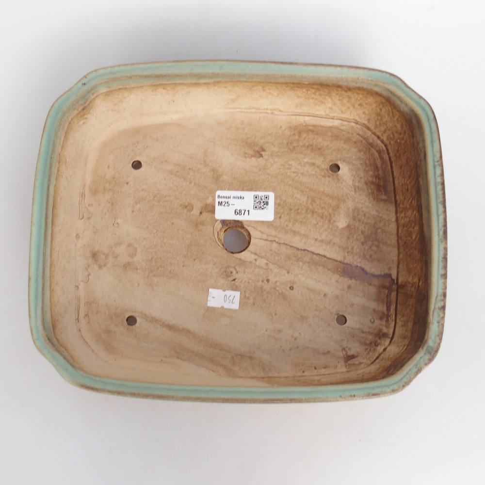 Cuenco bonsái de cerámica 25 x 21,5 x 6,5 cm, verde