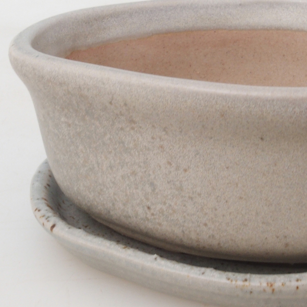 Cuenco bonsái + platillo H05 - 11 x 8 x 4 cm - beige