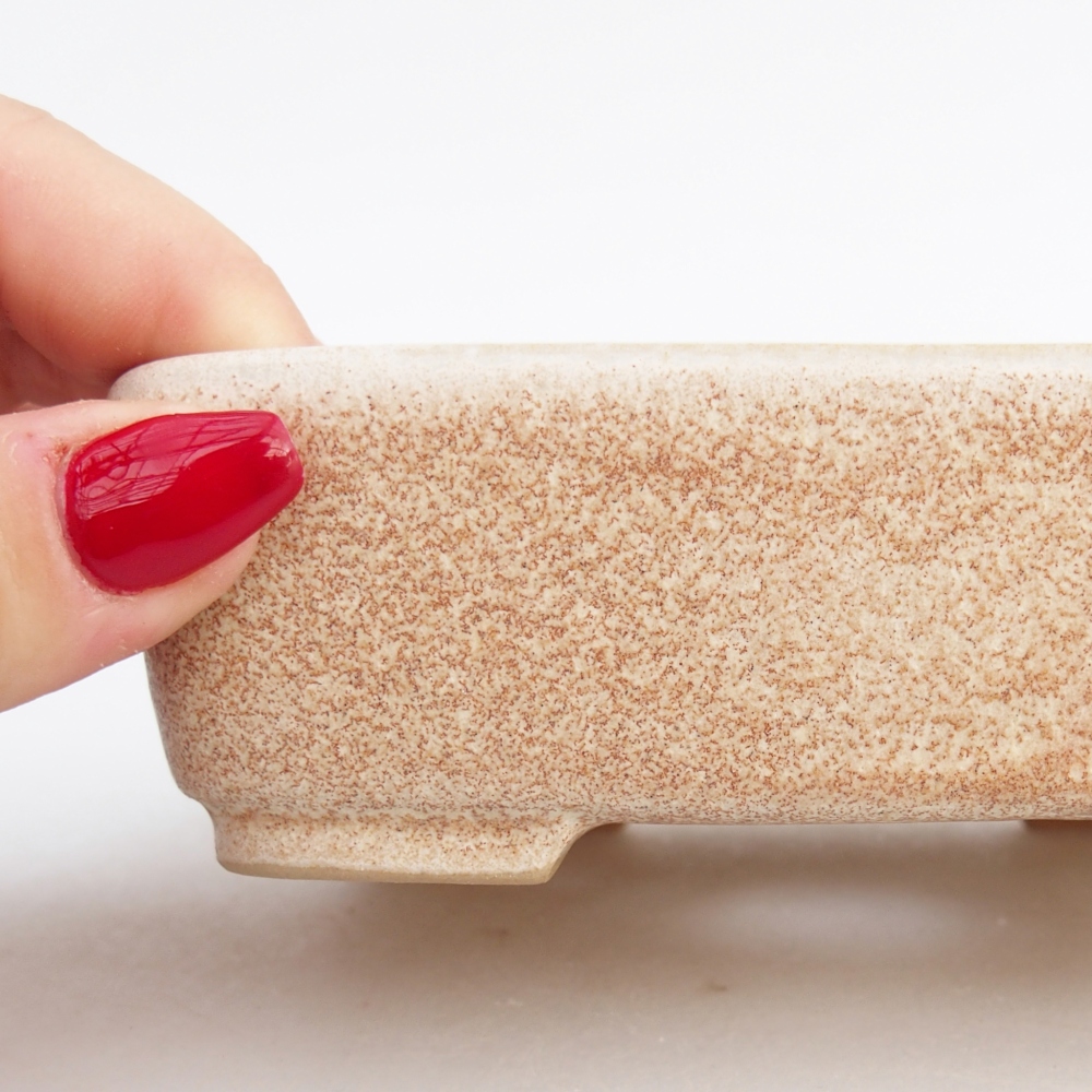 Cuenco bonsái de cerámica 12,5 x 9,5 x 3,5 cm, color beige