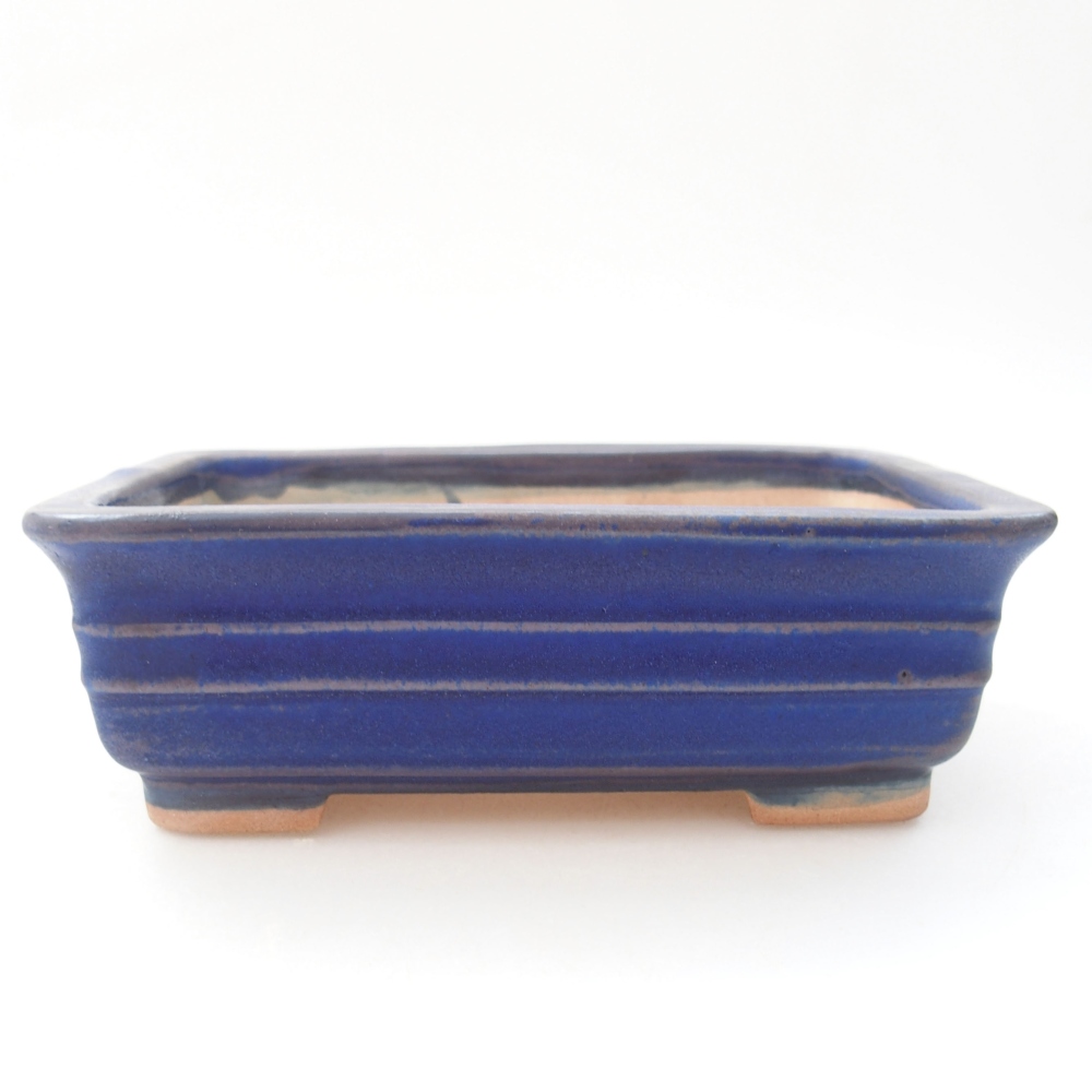 Cuenco bonsái de cerámica 13,5 x 9,5 x 4,5 cm, color azul