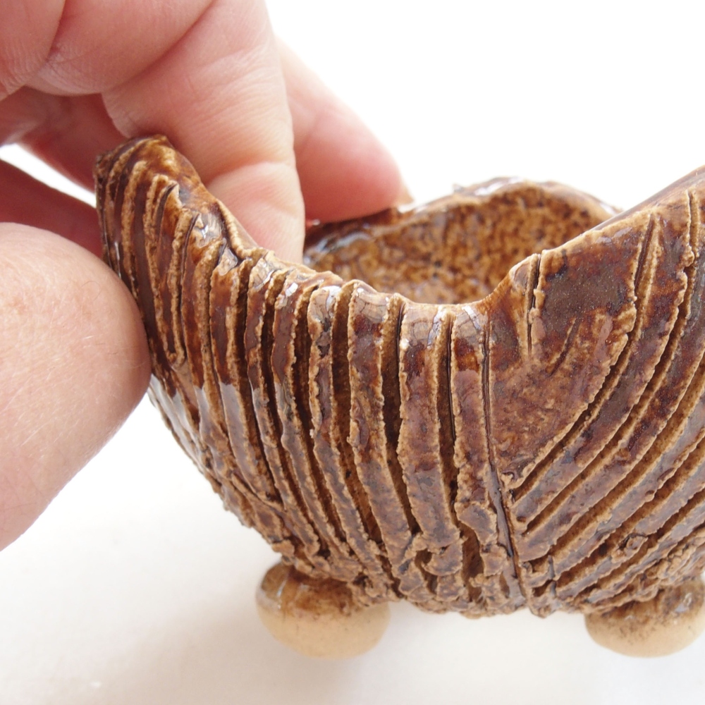 Concha de cerámica 8 x 7,5 x 6 cm , color marrón