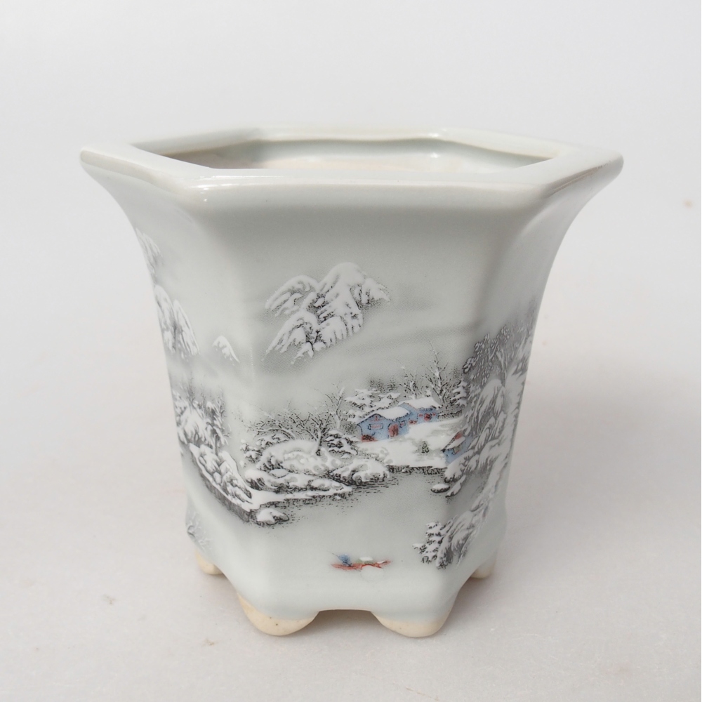 Cuenco bonsái de cerámica 10 x 9 x 9 cm, color blanco