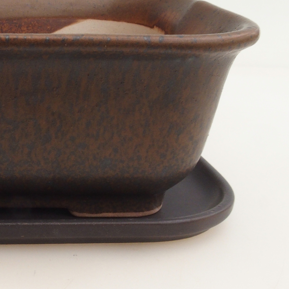 Cuenco bonsái + platillo H36 - 17 x 15 x 7,5 cm - marrón