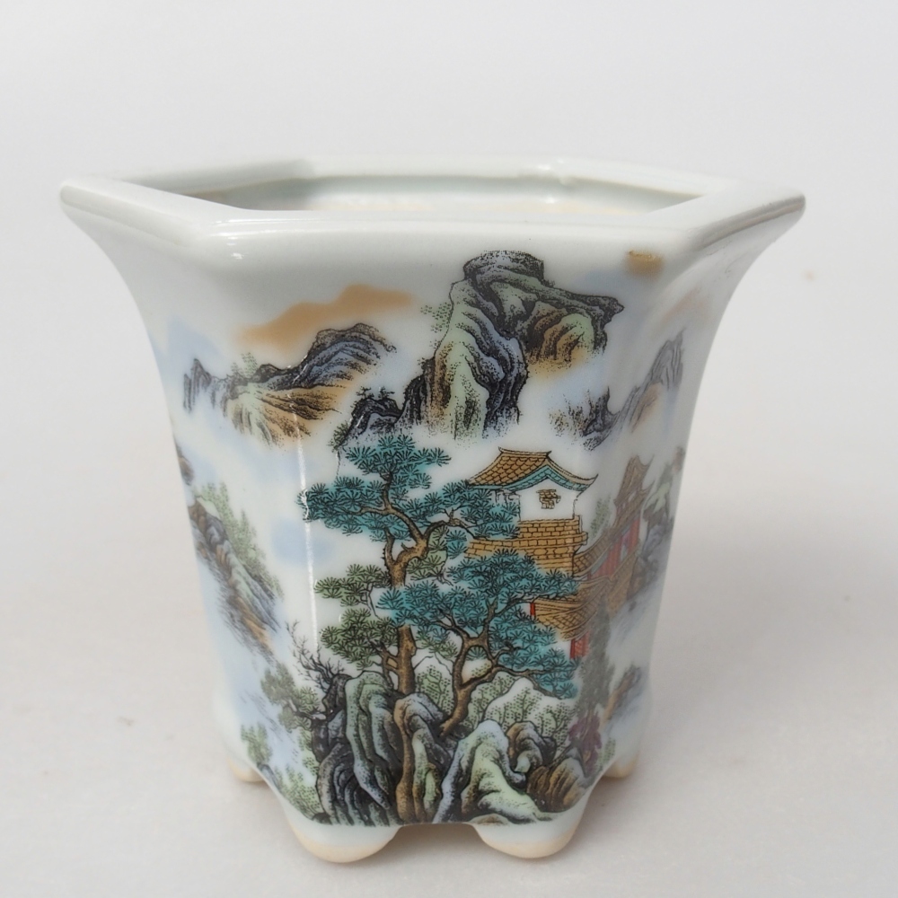 Cuenco bonsái de cerámica 10 x 9 x 9 cm, color blanco