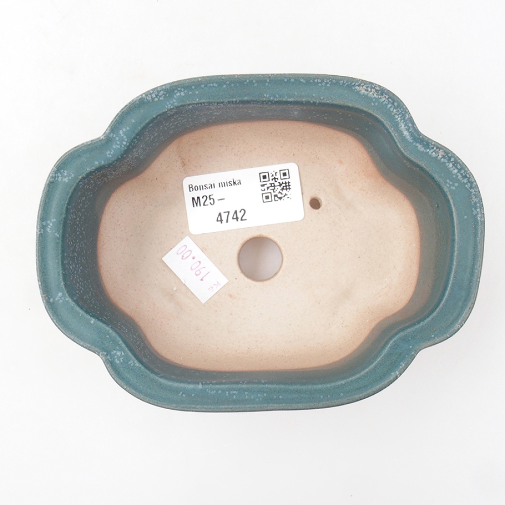 Cuenco bonsái de cerámica 13,5 x 10 x 5 cm, color azul