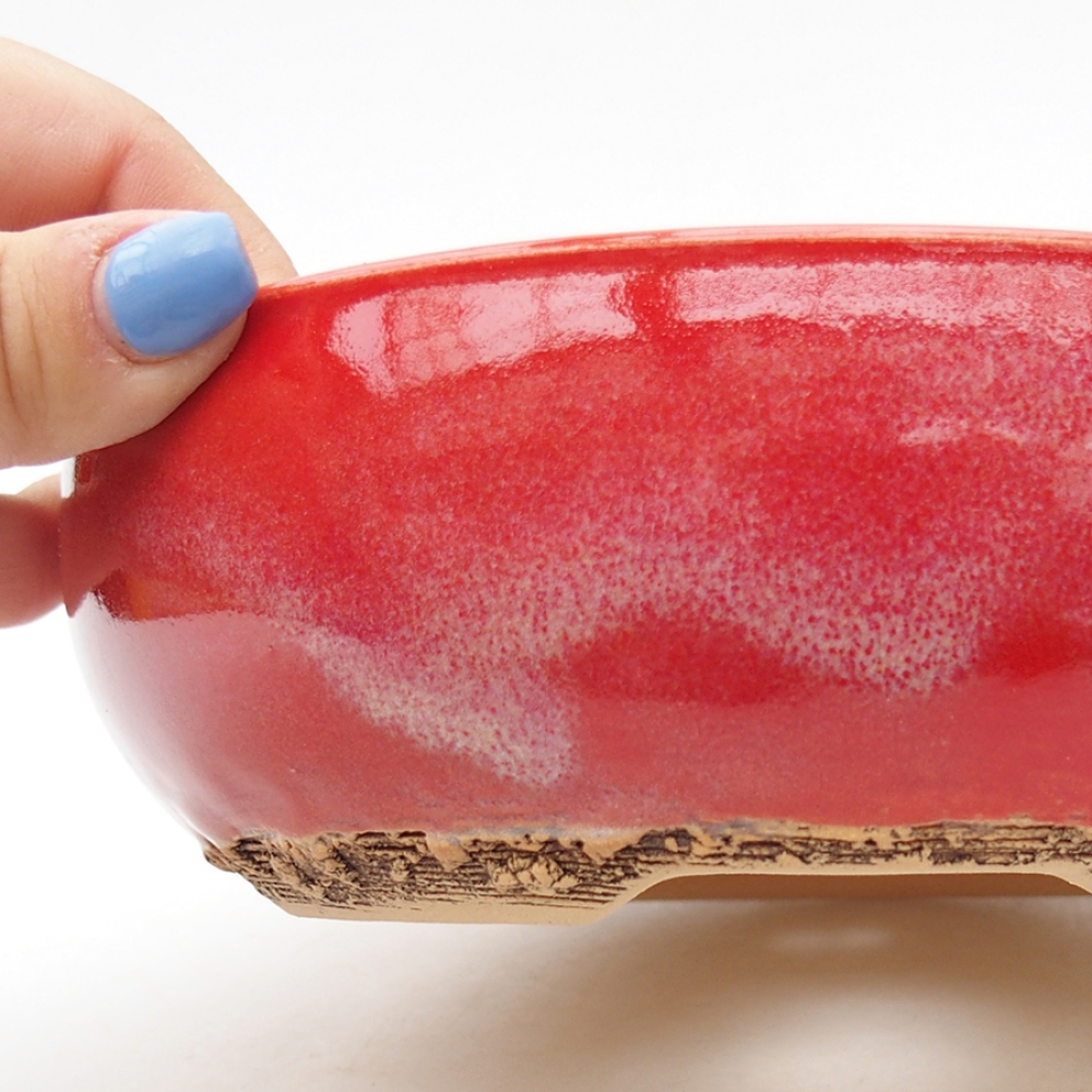 Cuenco bonsái de cerámica 18 x 18 x 5,5 cm, color rojo