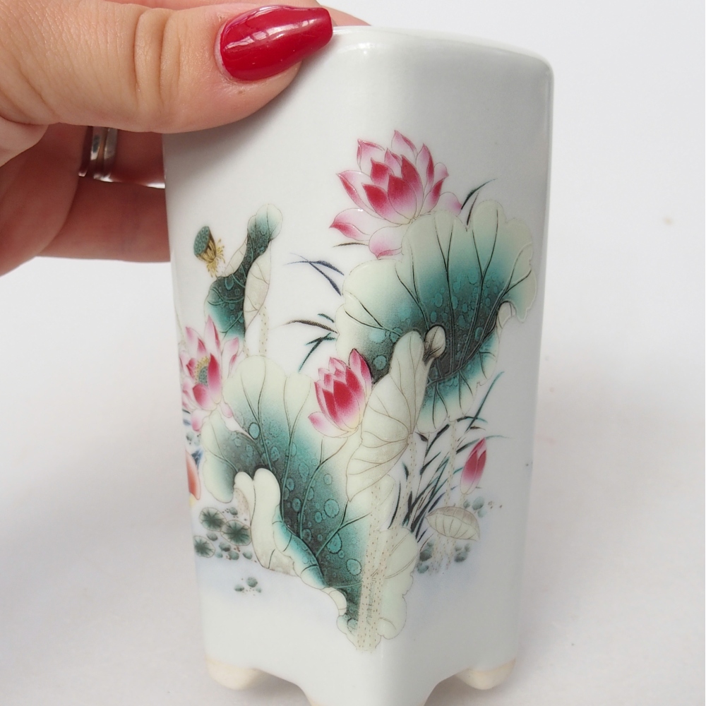 Cuenco bonsái de cerámica 5,5 x 5,5 x 12 cm, color blanco