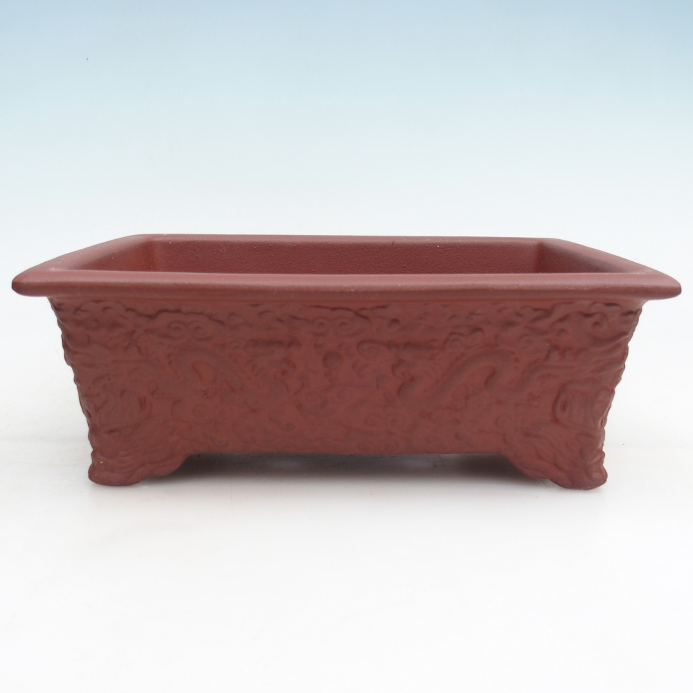 Cuenco bonsái de cerámica 26 x 18,5 x 9 cm, color teja