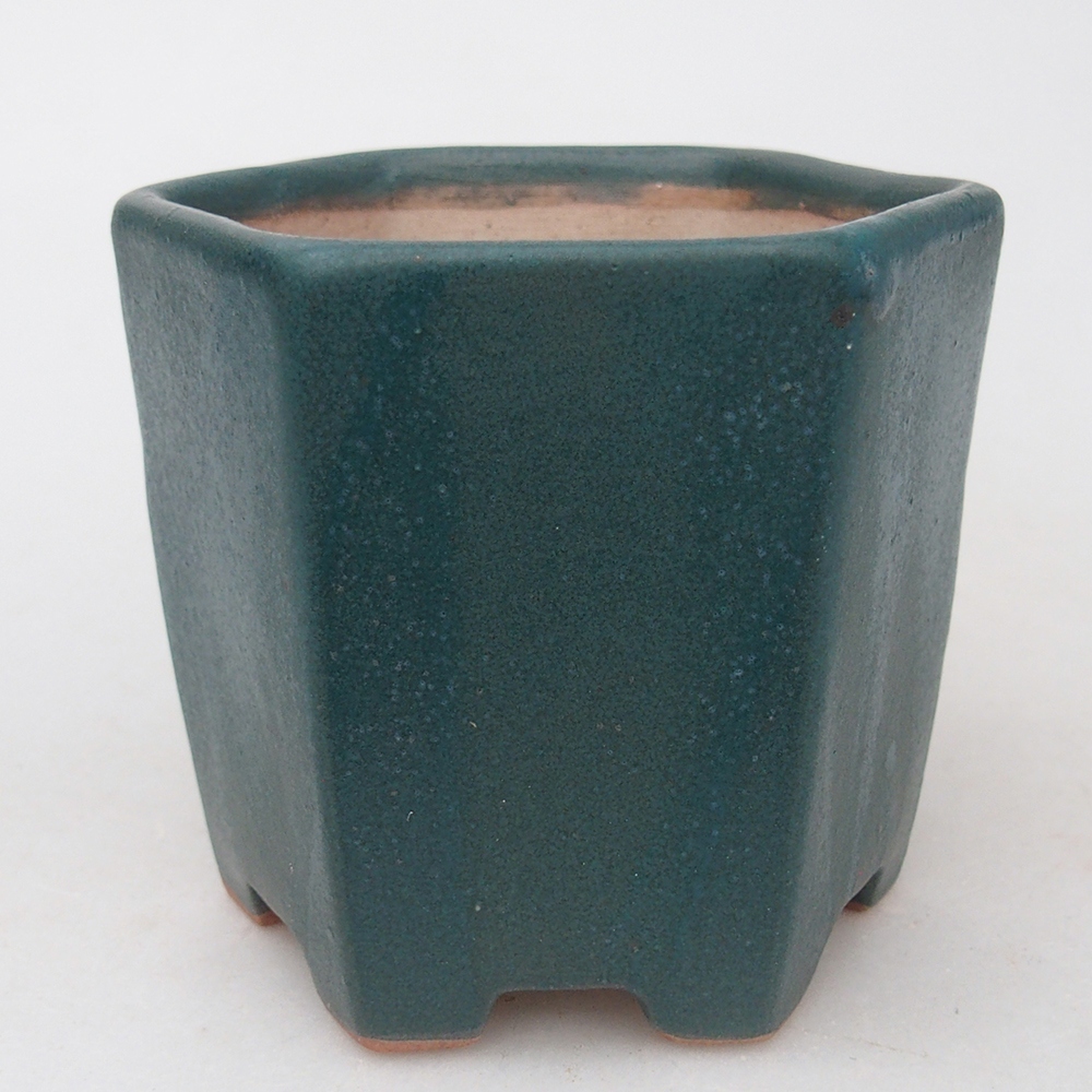 Cuenco bonsái de cerámica 9,5 x 8,5 x 8 cm, color azul