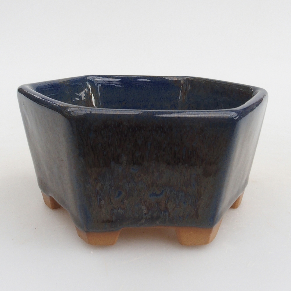 Cuenco bonsái de cerámica 9,5 x 9 x 4,5 cm, color azul