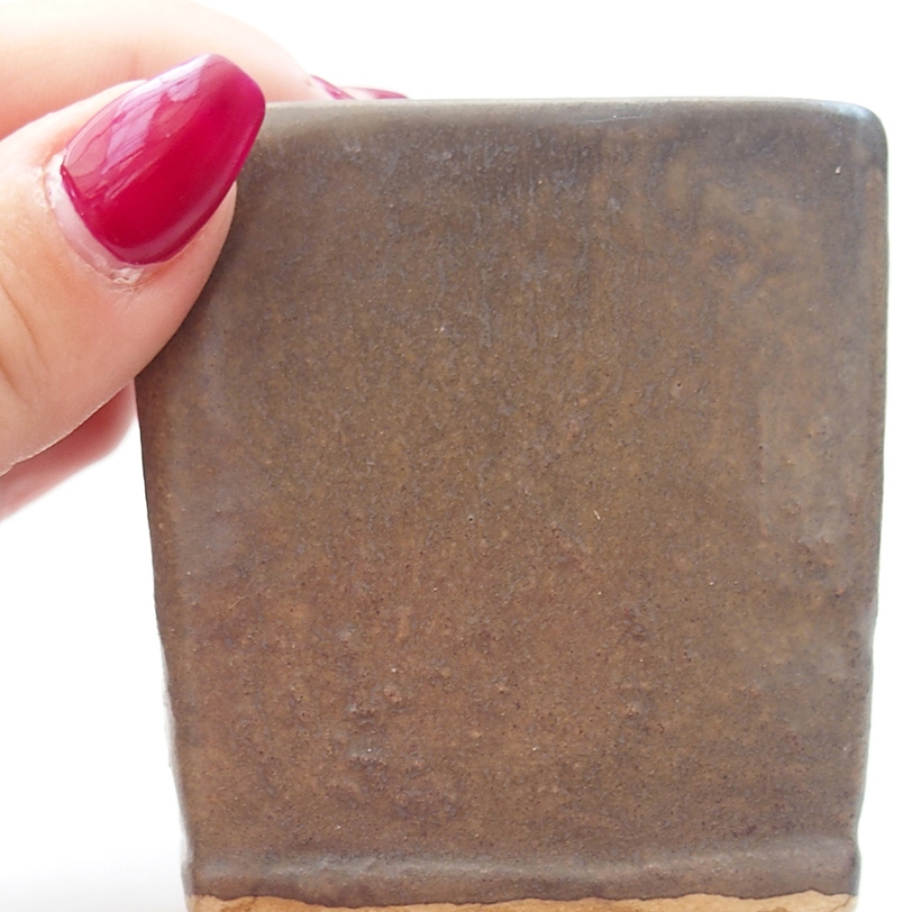 Cuenco bonsái de cerámica 6,5 x 6,5 x 7 cm, marrón