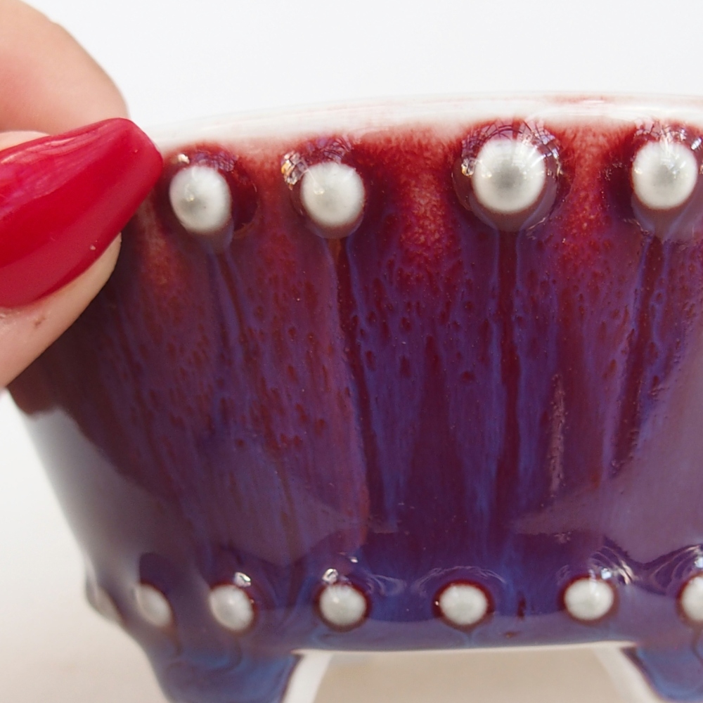 Cuenco bonsái de cerámica 10,5 x 10,5 x 5 cm, color morado