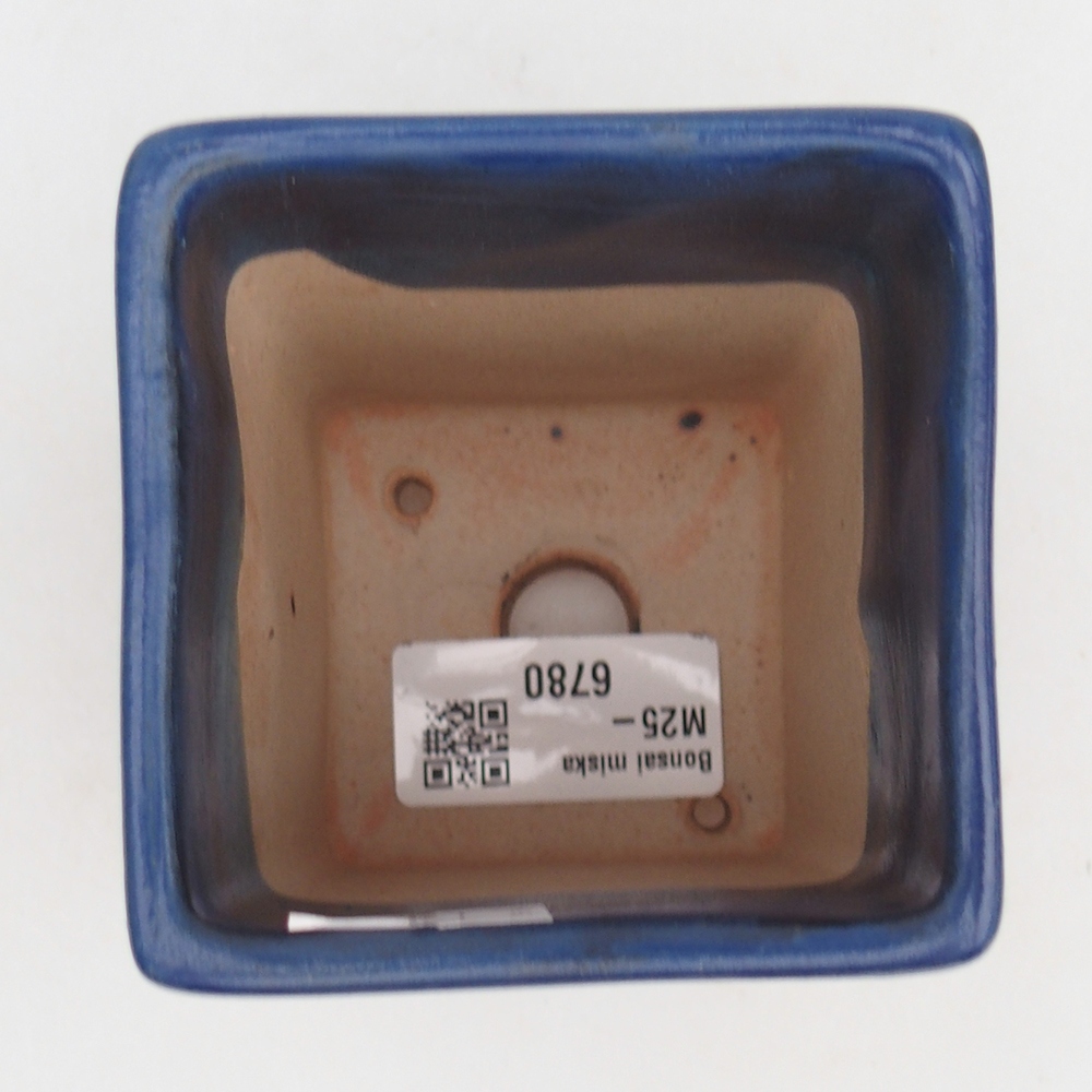 Cuenco bonsái de cerámica 7,5 x 7,5 x 8,5 cm, color azul