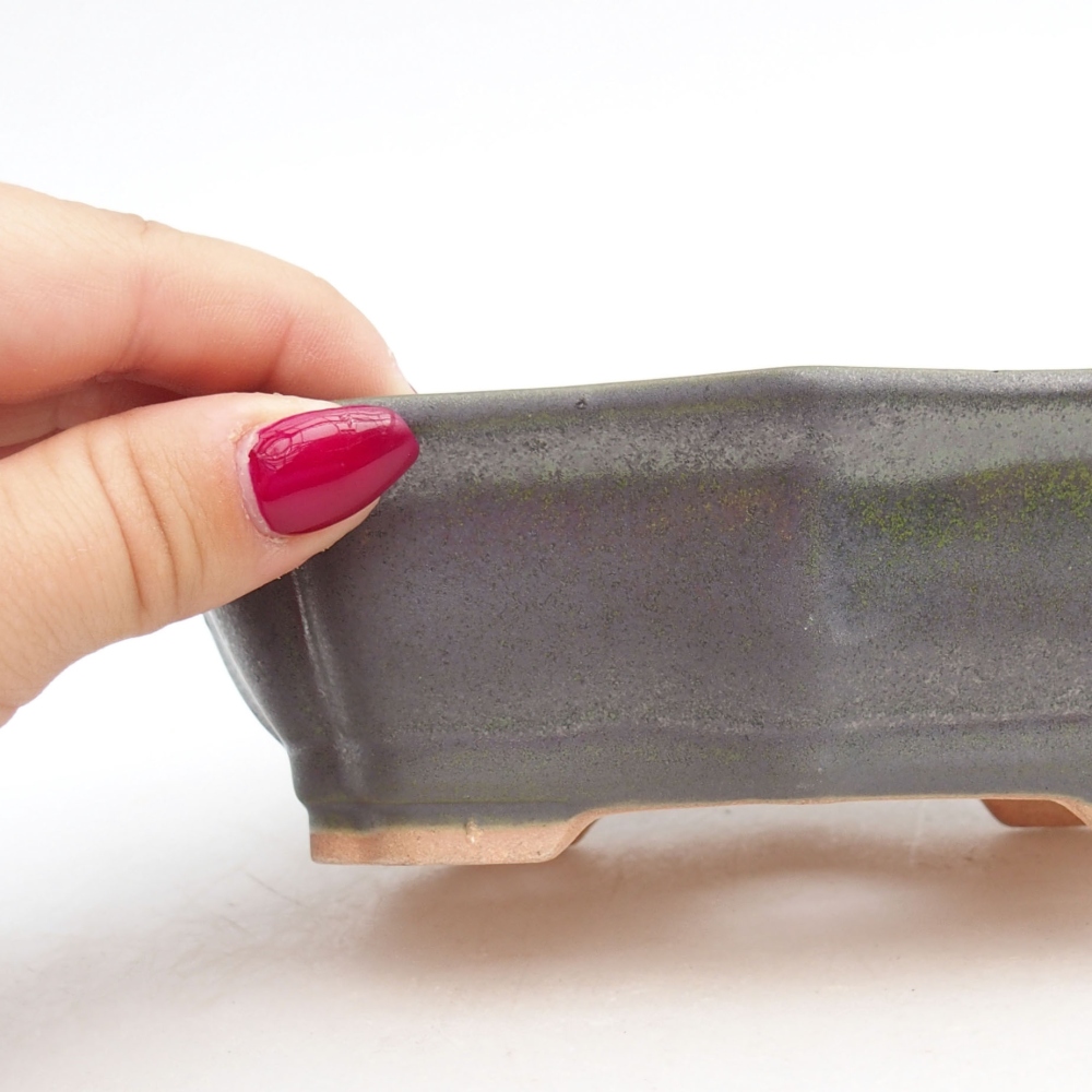 Cuenco bonsái de cerámica 15,5 x 11,5 x 4,5 cm, verde