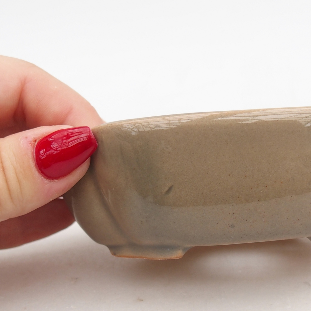 Cuenco bonsái de cerámica 10,5 x 9 x 3,5 cm, gris