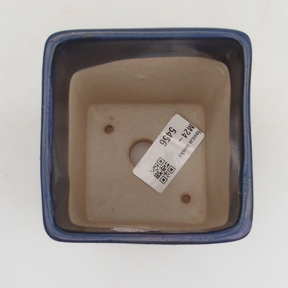 Cuenco bonsái de cerámica 8,5 x 8,5 x 10,5 cm, color azul