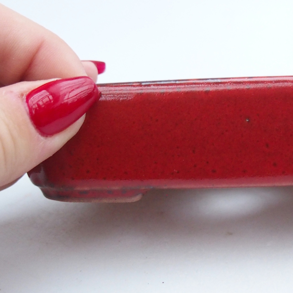 Cuenco bonsái de cerámica 12 x 9 x 3 cm, color rojo