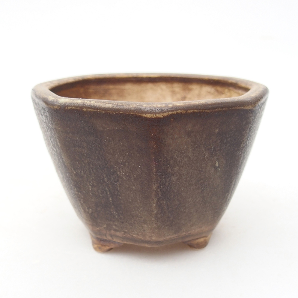 Cuenco bonsái de cerámica 8,5 x 8,5 x 6 cm, marrón