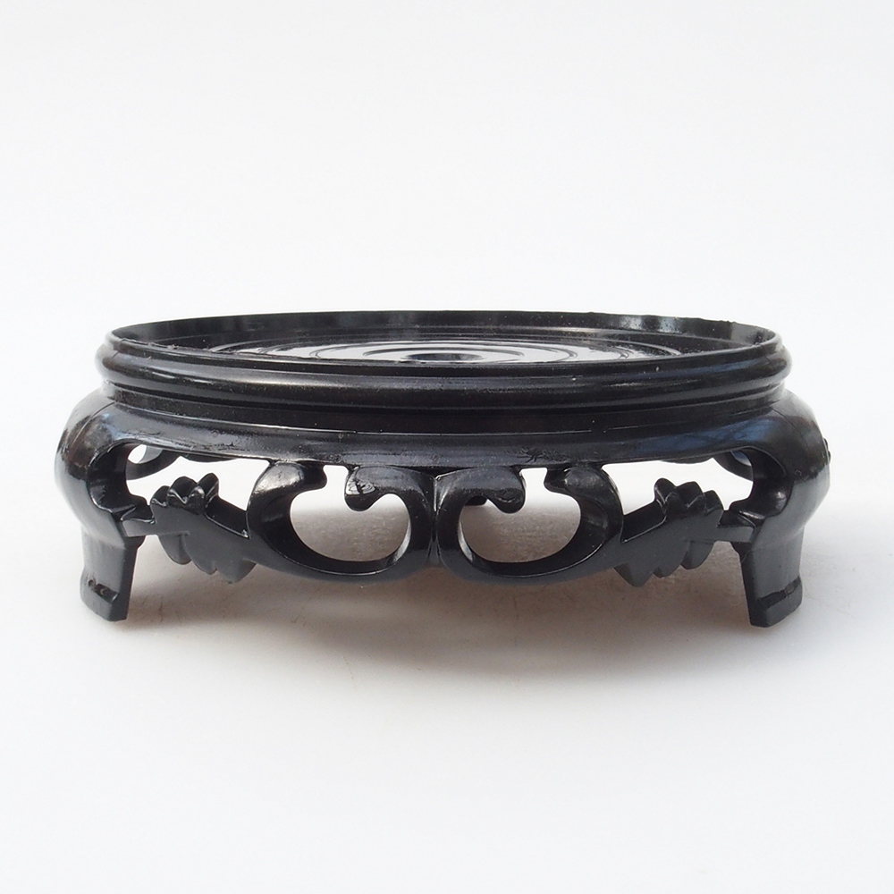 Mesa de plástico para bonsái redonda 11 x 11 x 3,5 cm, color negro