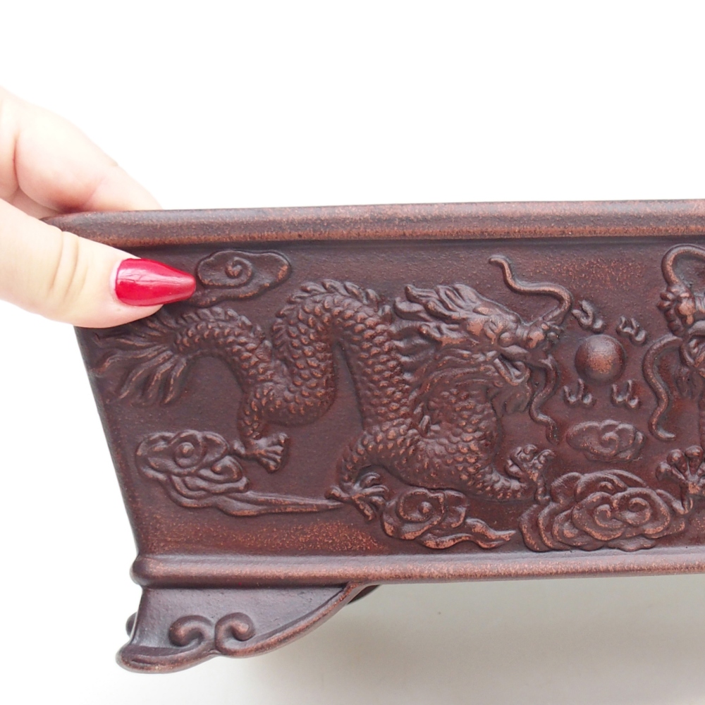 Cuenco bonsái de cerámica 28 x 20,5 x 11 cm, marrón