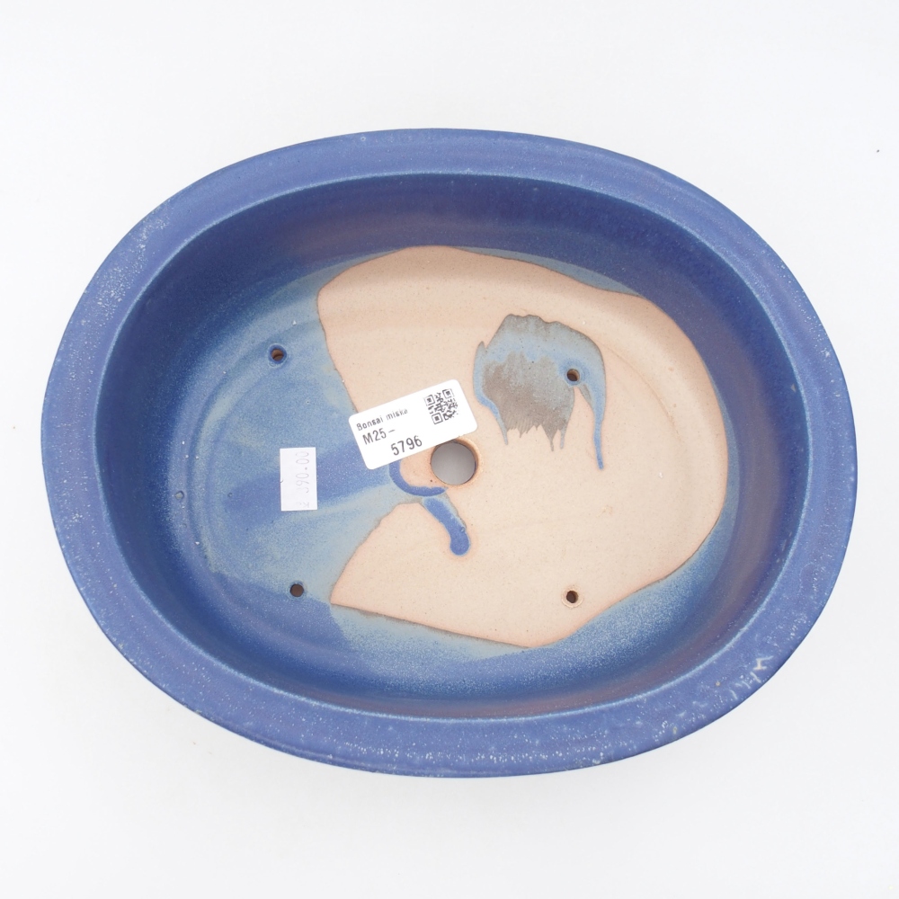 Cuenco bonsái de cerámica 23 x 19,5 x 7 cm, color azul