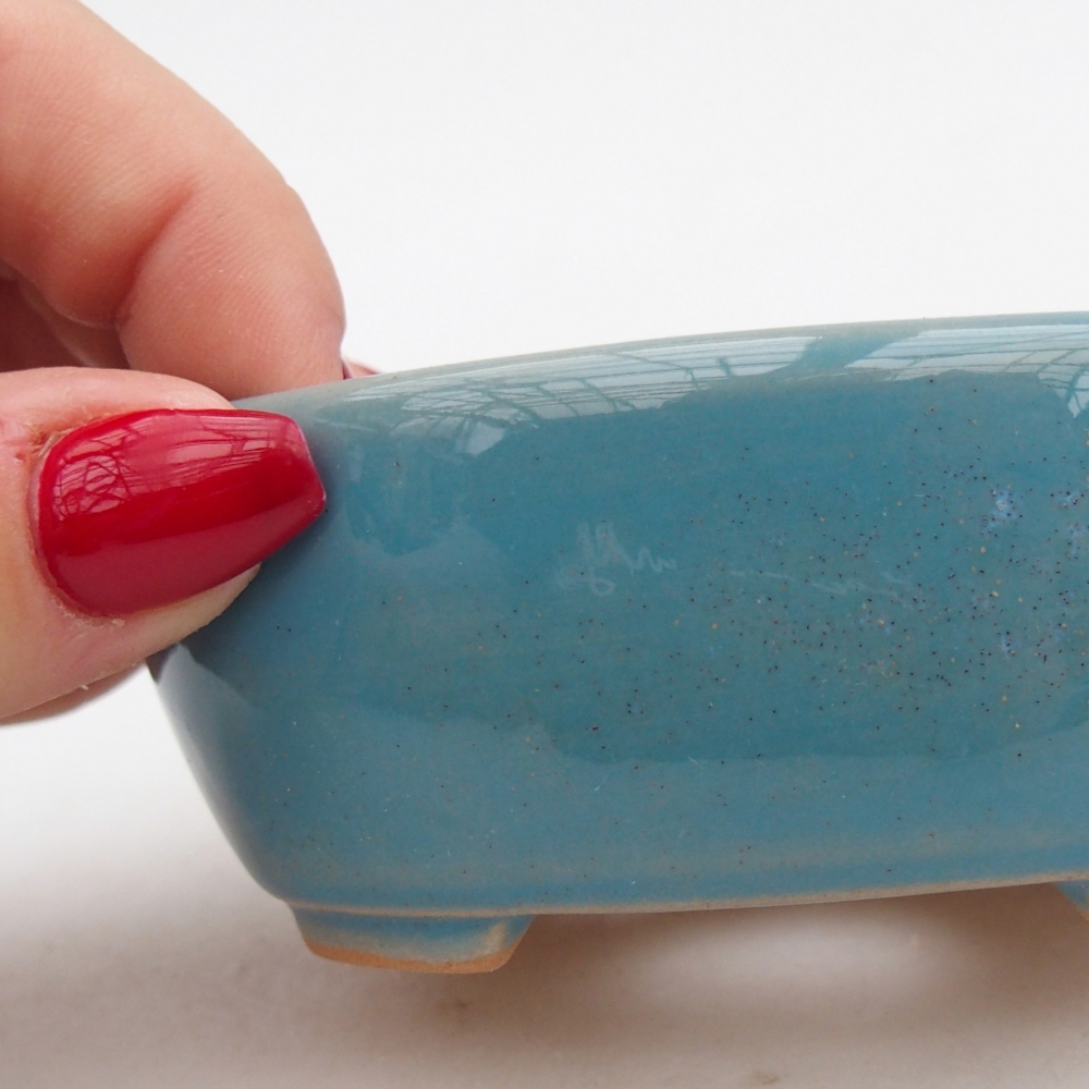 Cuenco bonsái de cerámica 9,5 x 7,5 x 3,5 cm, color azul