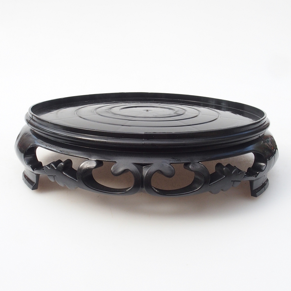 Mesa de plástico para bonsái redonda 17,5 x 17,5 x 4 cm, color negro