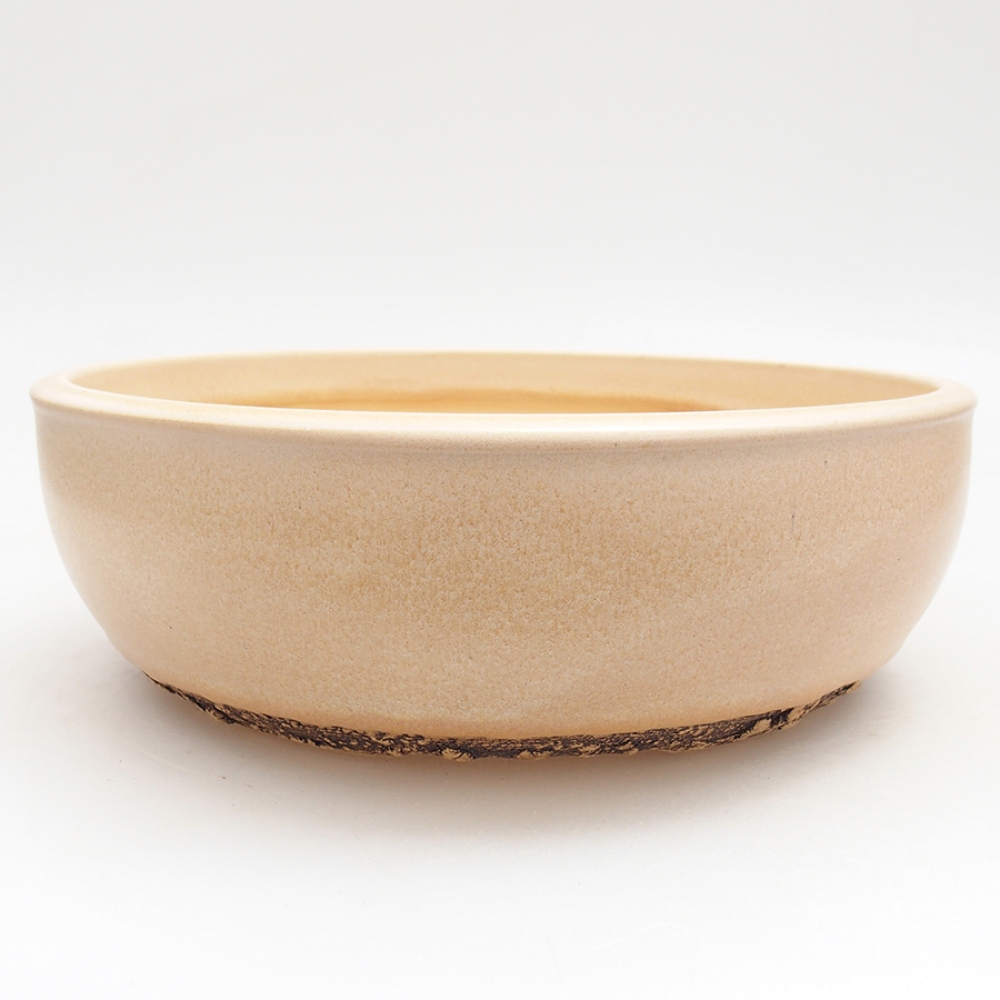 Cuenco bonsái de cerámica 21,5 x 21,5 x 7 cm, color beige
