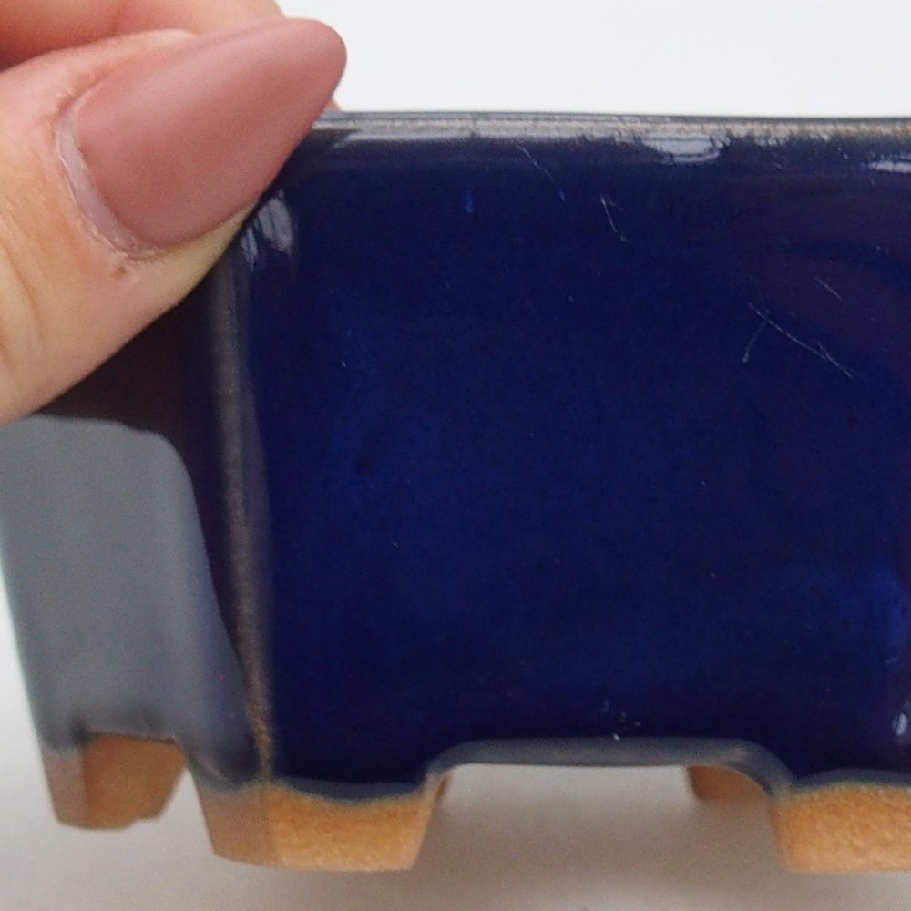 Cuenco bonsái de cerámica 10,5 x 9,5 x 5 cm, color azul