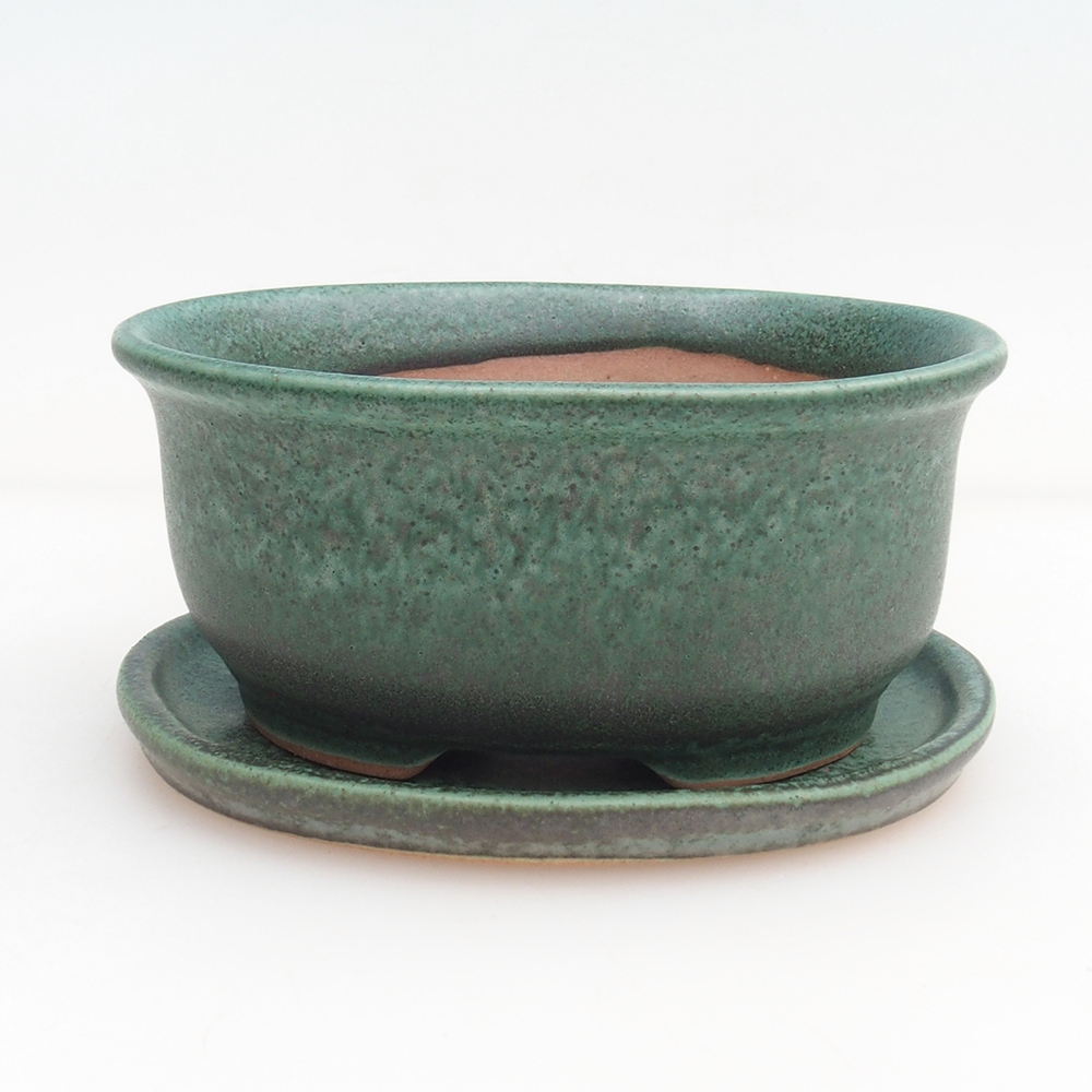Cuenco bonsái + platillo H11 - 11,5 x 10 x 4 cm - verde