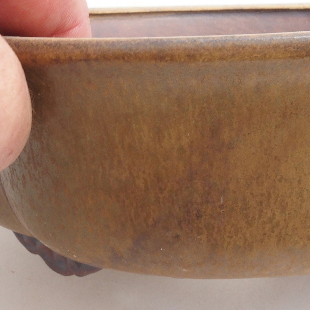 Cuenco bonsái de cerámica 10 x 8,5 x 4 cm, marrón