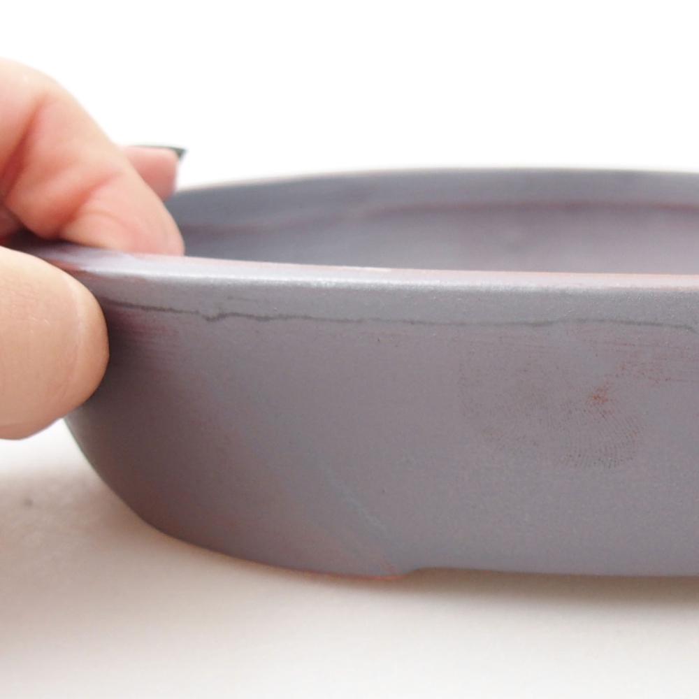 Cuenco bonsái de cerámica 22 x 16,5 x 4 cm, color metálico