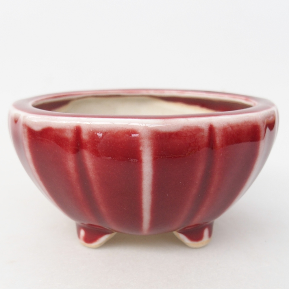 Cuenco bonsái de cerámica 11 x 11 x 5,5 cm, color rojo