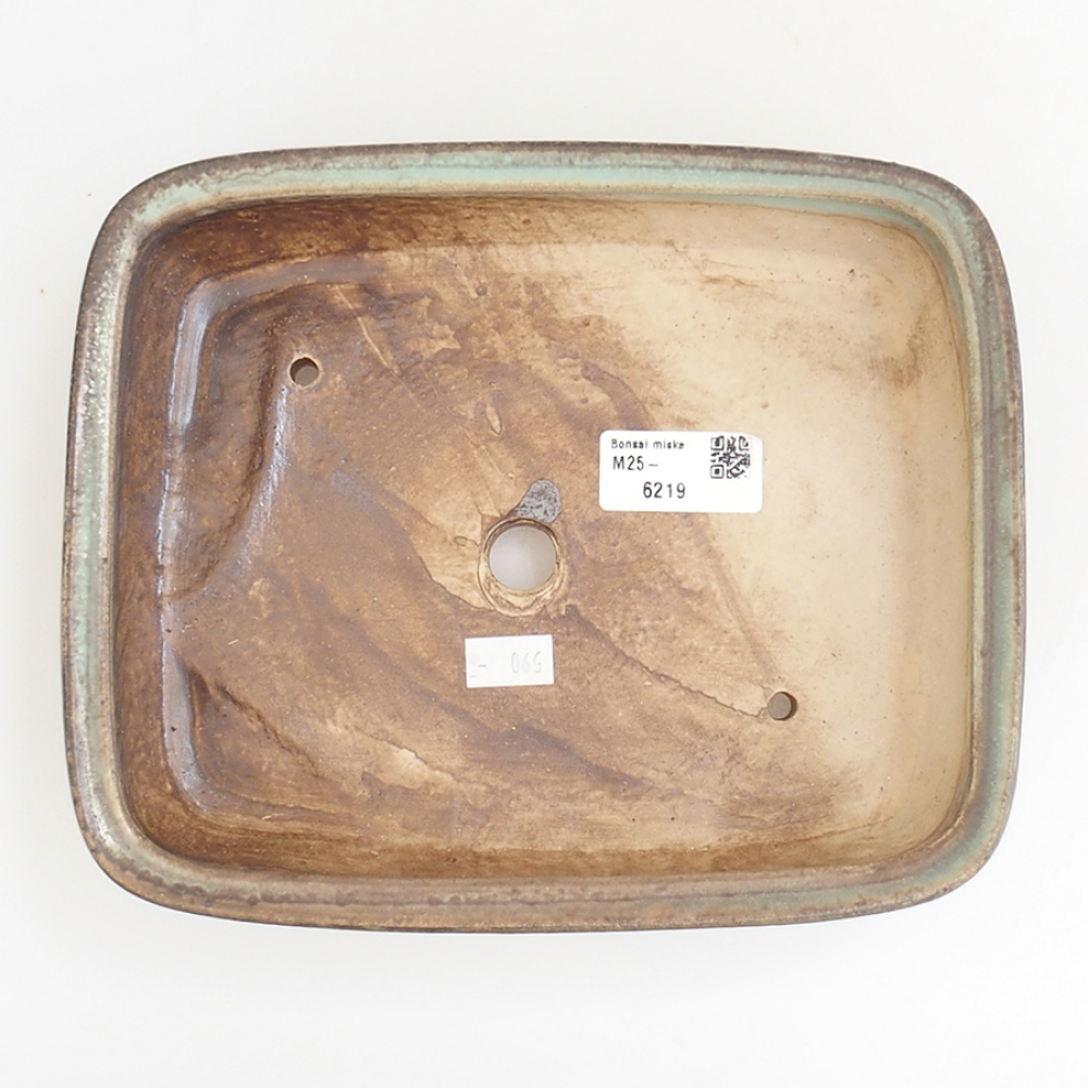 Cuenco bonsái de cerámica 21,5 x 17,5 x 5,5 cm, marrón