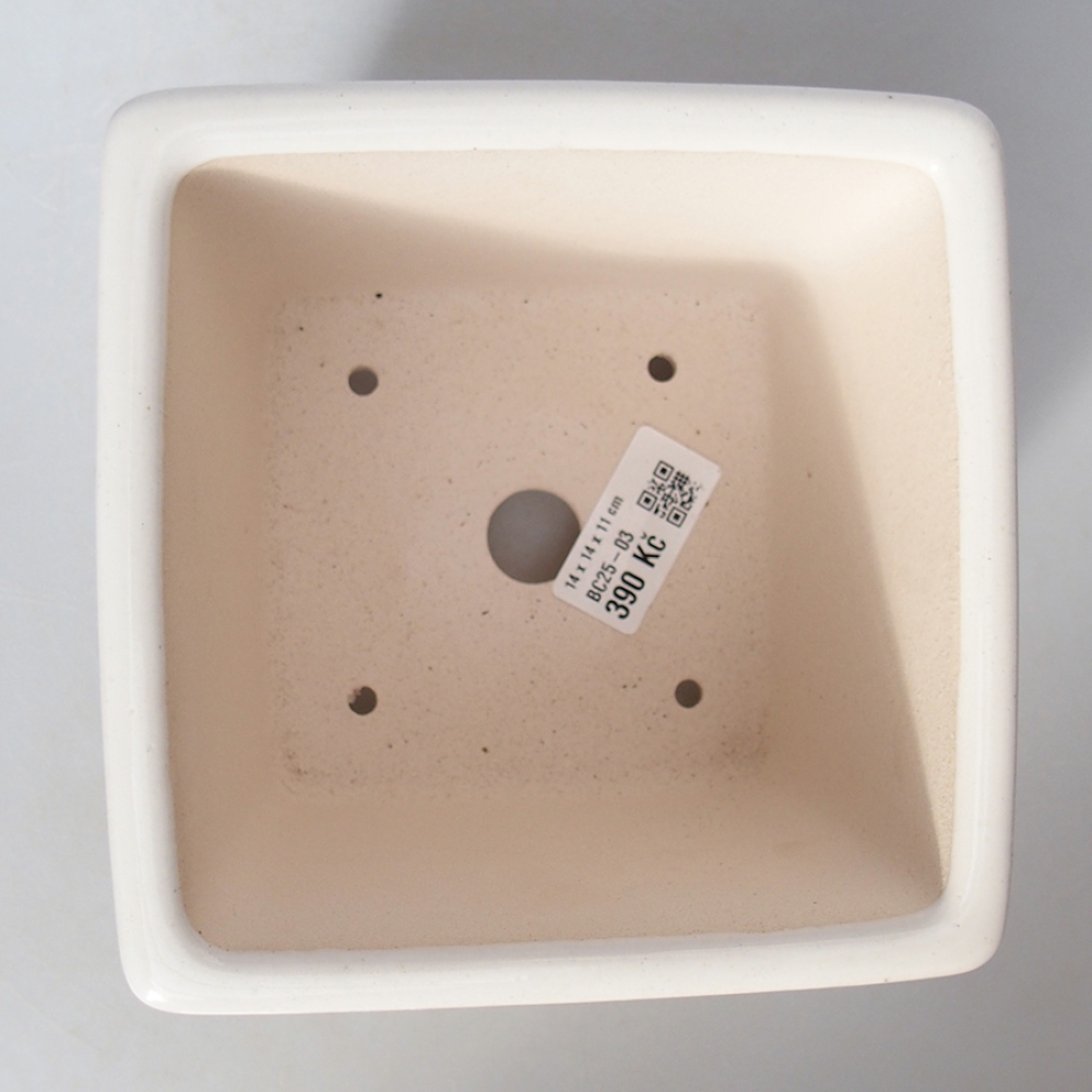 Cuenco bonsái de cerámica 14 x 14 x 11 cm, color blanco