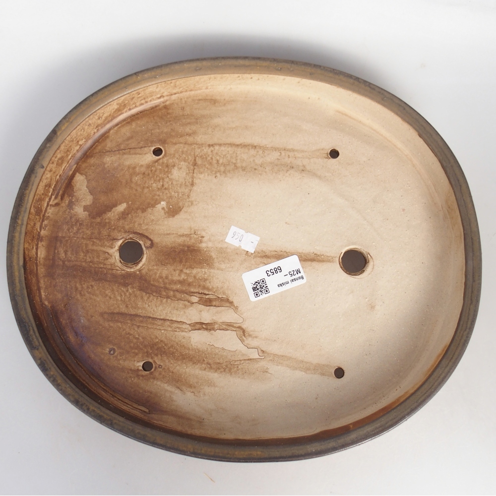 Cuenco bonsái de cerámica 30,5 x 26,5 x 4 cm, marrón