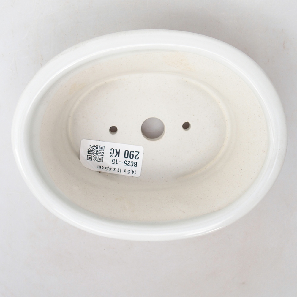 Cuenco bonsái de cerámica 14,5 x 11 x 4,5 cm, color blanco